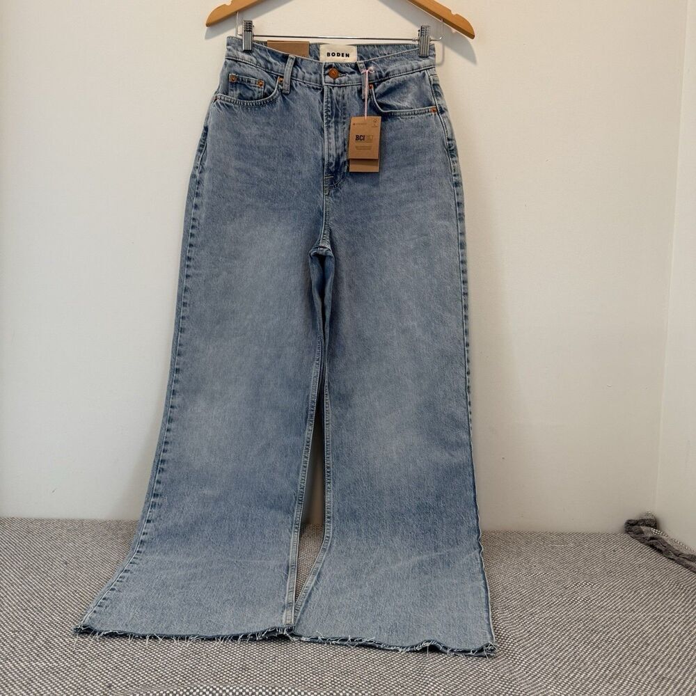 NWT Boden Straight Leg High Rise Light Wash 100% Cotton Jeans -Women's W26 L32"